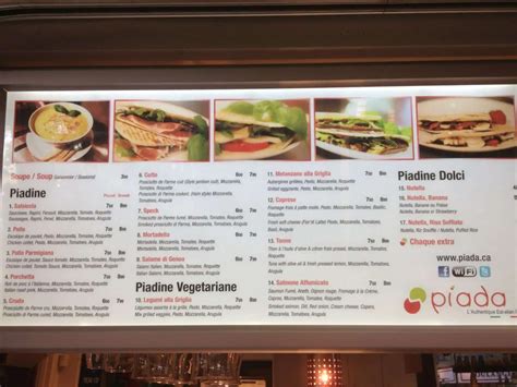 piada restaurant menu